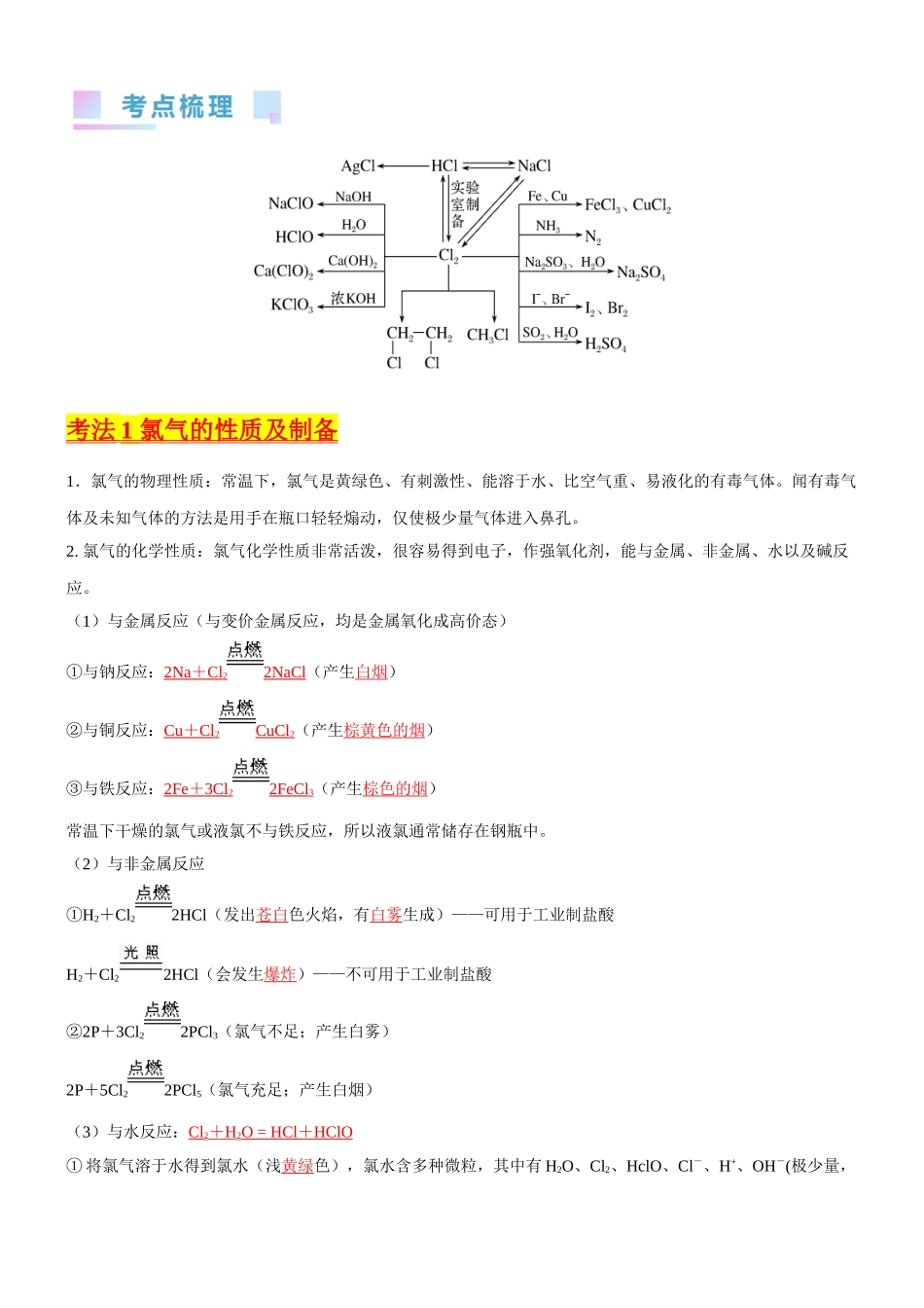考点14 氯及其化合物（核心考点精讲精练）-备战2024年高考化学一轮复习考点帮（新高考专用）（教师版）.docx_第2页