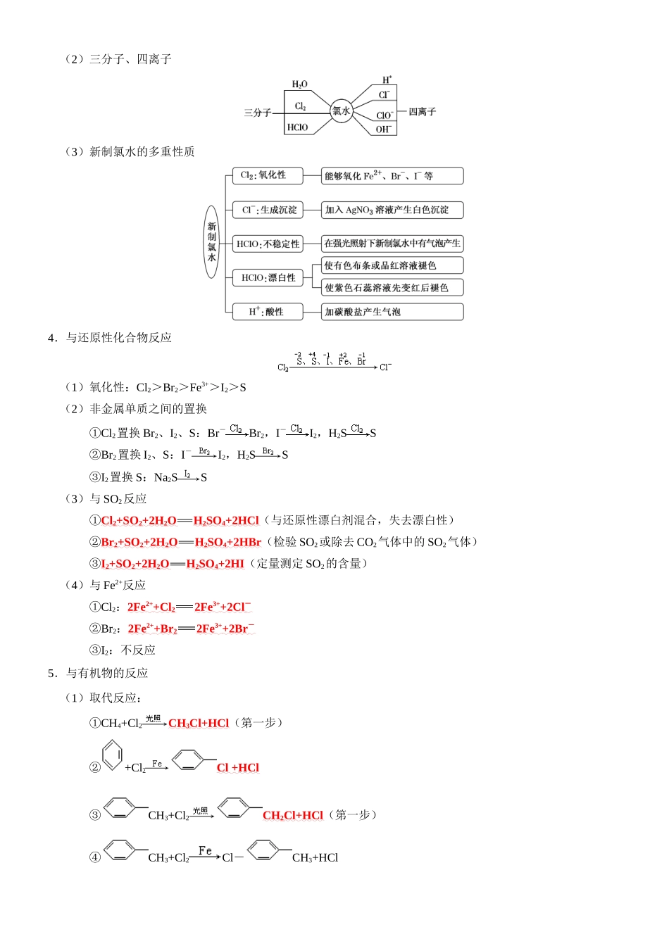 知识清单10  氯及其重要化合物-2024年高考化学一轮复习知识清单.docx_第3页