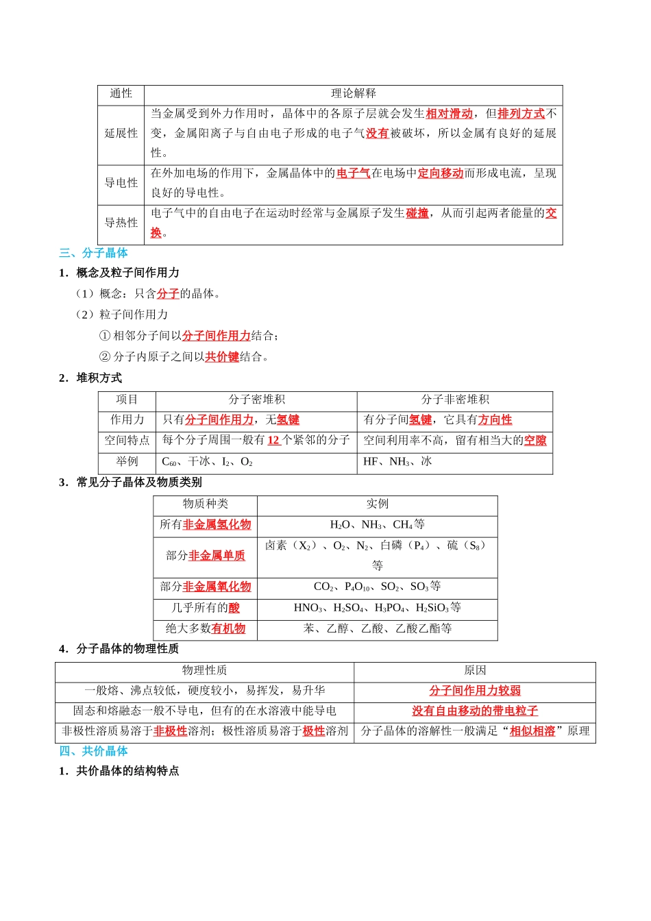 知识清单17 晶体结构与性质-2024年高考化学一轮复习知识清单.docx_第3页