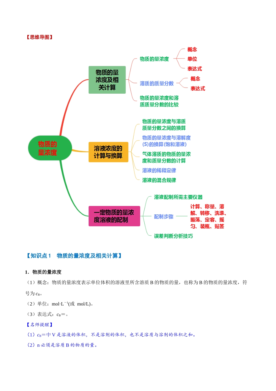 专题05  物质的量浓度【七大题型】（新高考通用）（教师版）.docx_第2页