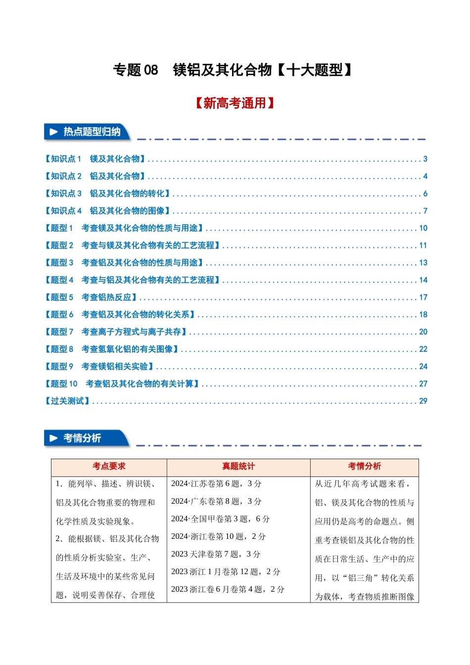 专题08  镁铝及其化合物【十大题型】（新高考通用）（教师版）.docx_第1页