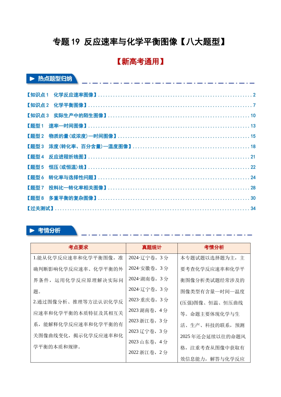 专题19  反应速率与化学平衡图像【八大题型】（新高考通用）（学生版）.docx_第1页