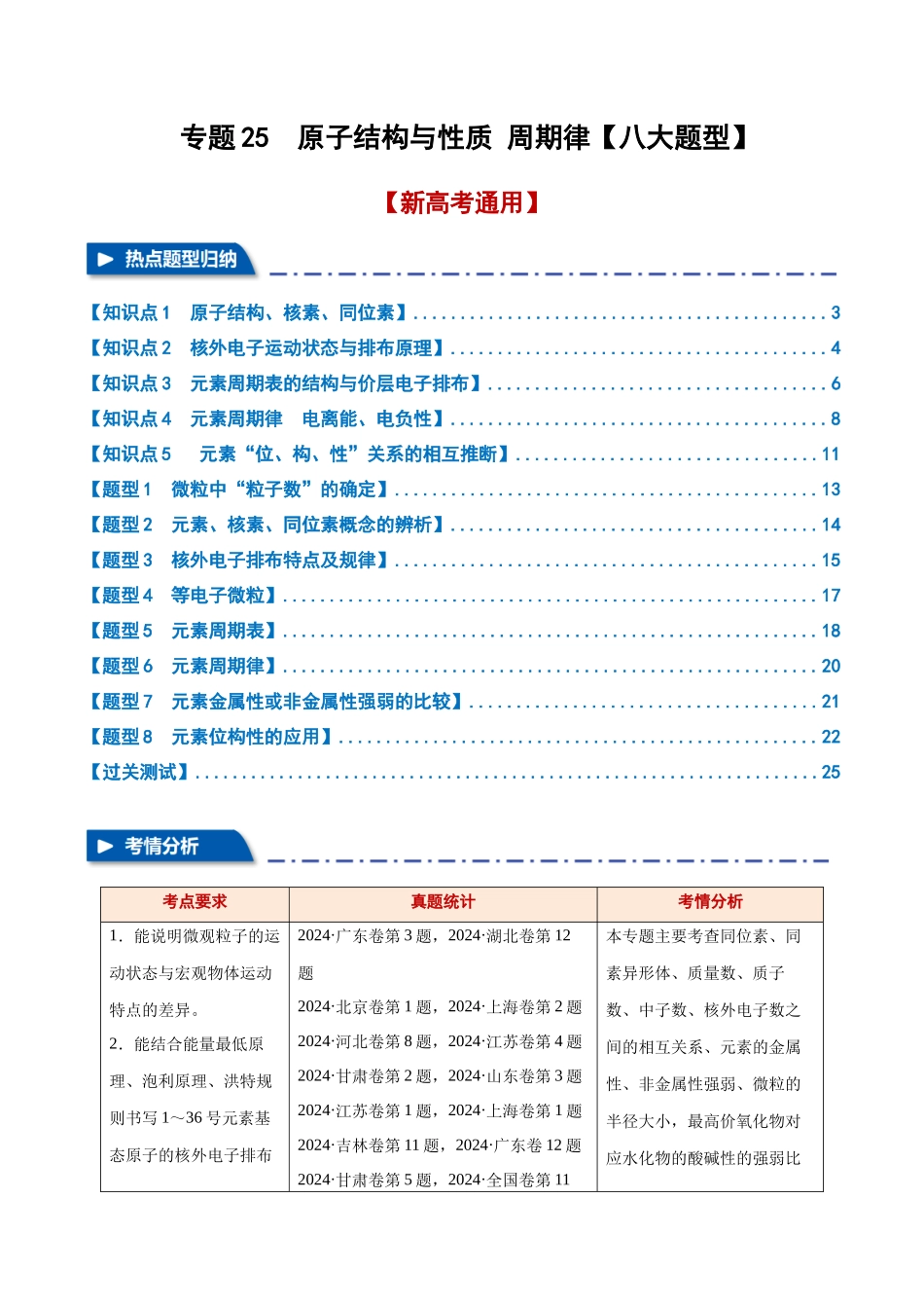 专题25  原子结构与性质   周期律【八大题型】（新高考通用）（学生版）.docx_第1页