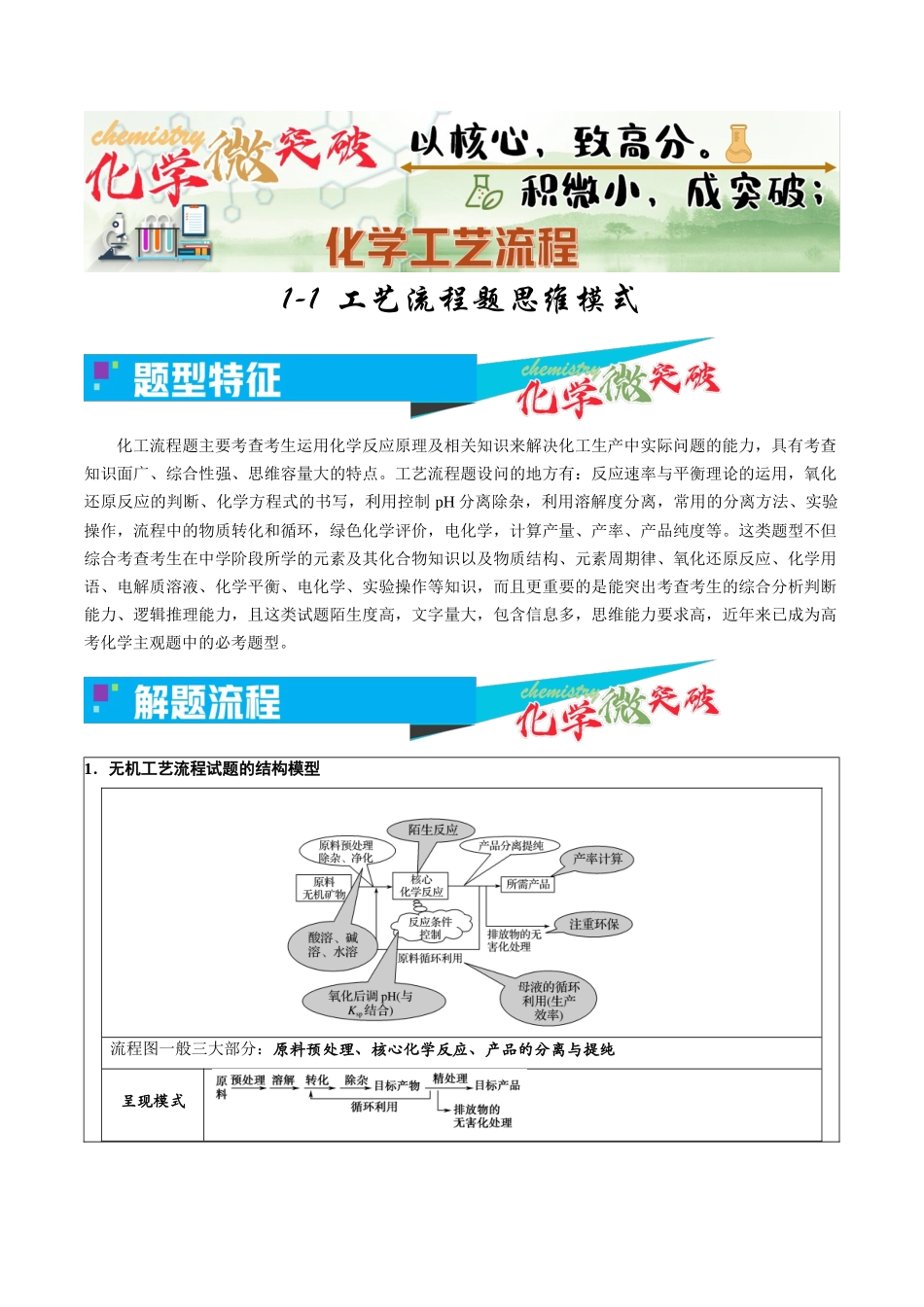 1-1 工艺流程题思维模式(学生版).docx_第1页