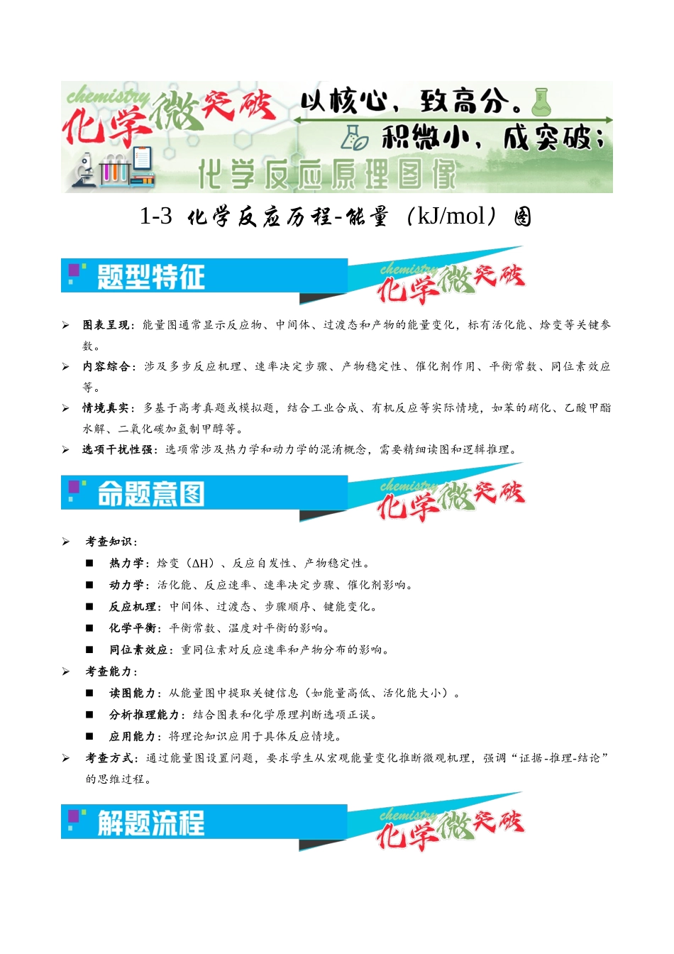 1-3 化学反应历程-能量(kJmol)图(教师版).docx_第1页
