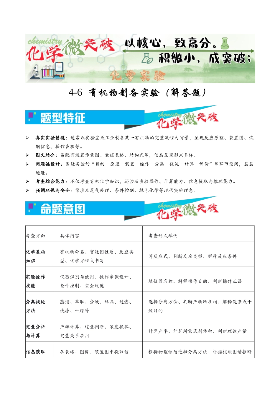 4-6 有机物制备实验(解答题)(学生版).docx_第1页
