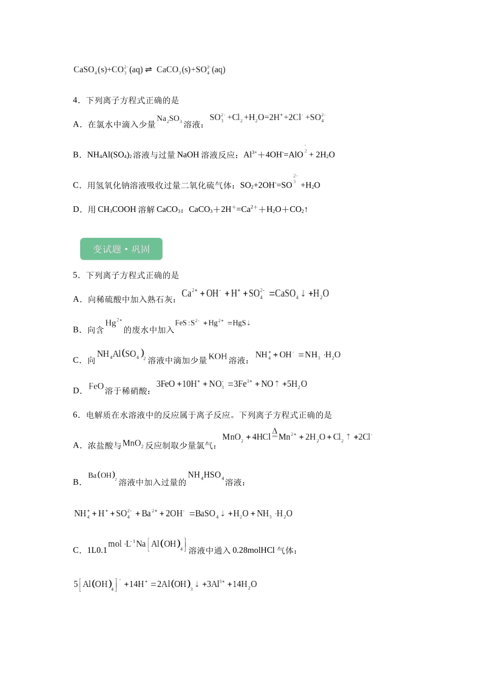 2024年全国甲卷T8-离子方程式的判断变式题.docx_第2页
