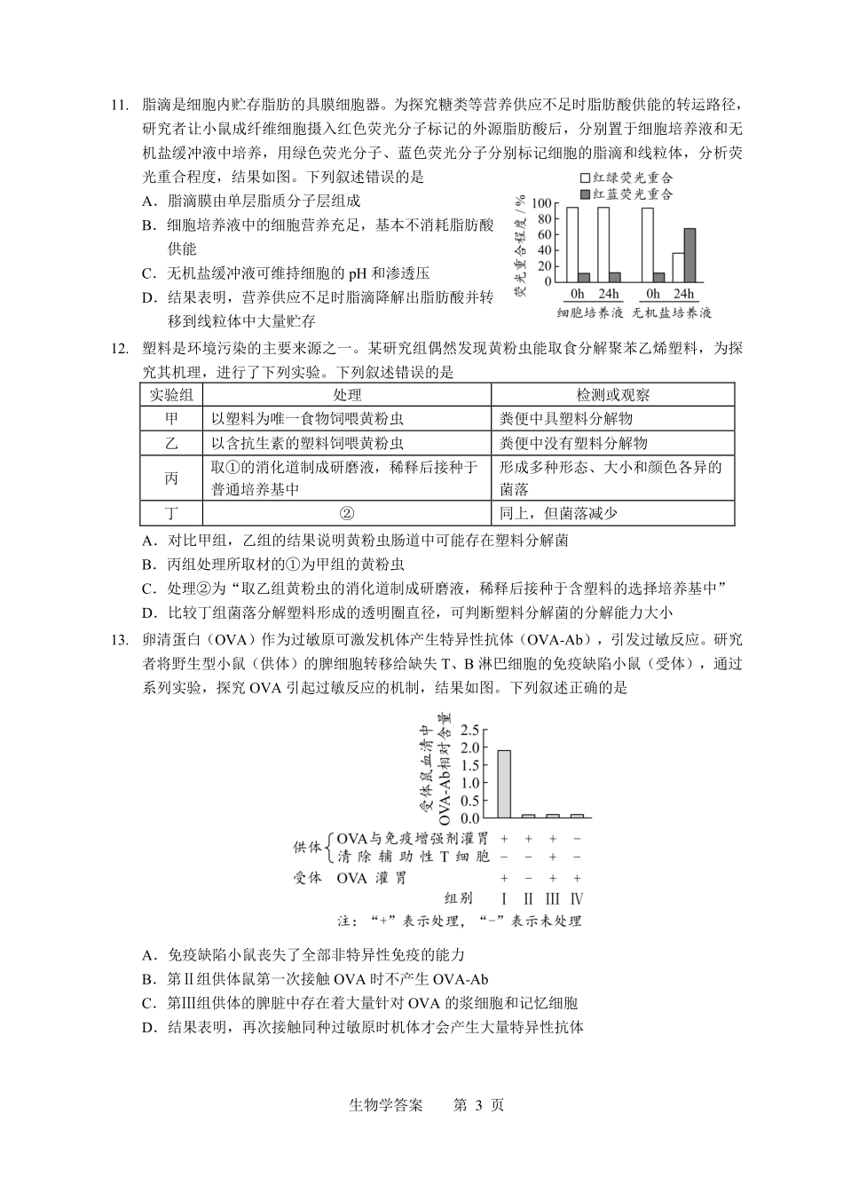2026年普通高中毕业班考前冲刺题生物(二).pdf_第3页