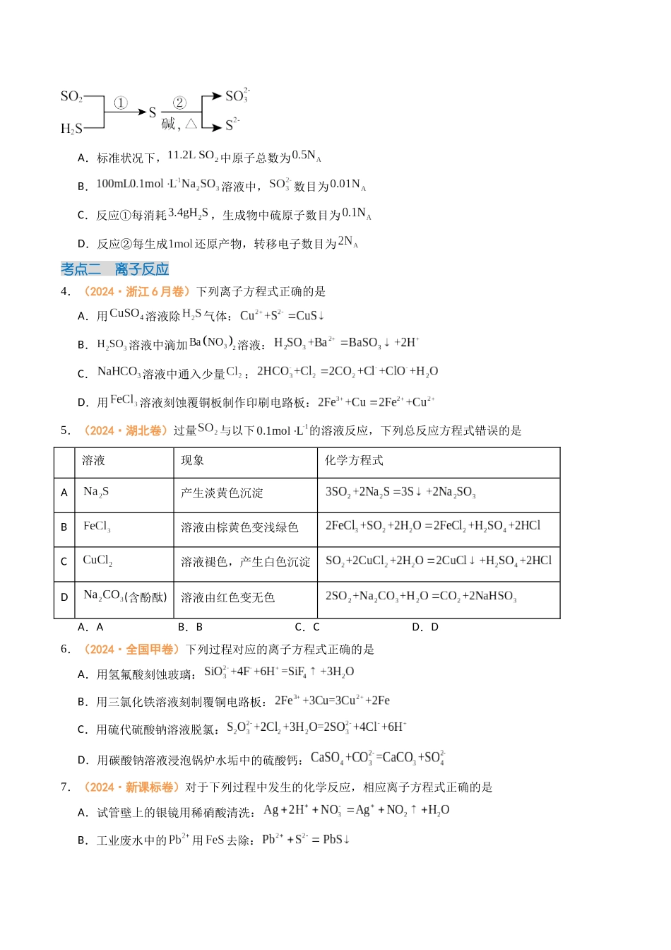 专题02  化学计量  离子反应和氧化还原反应（全国通用）（原卷版）.docx_第2页