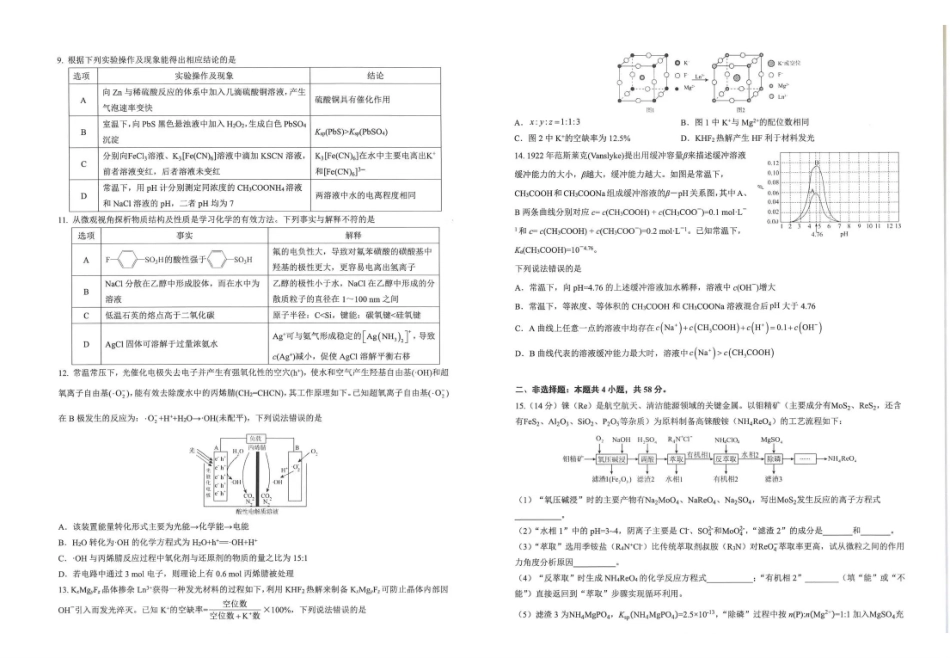 化学+答案云南云南师大附中2026届高考适应性月考卷(十)(5.29-5.30).pdf_第2页