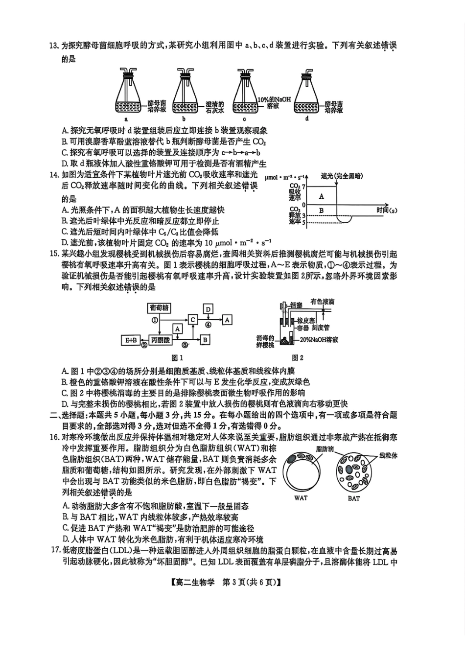九师联盟2024-2025学年高二下学期7月期末联考生物+答案_副本.pdf_第3页