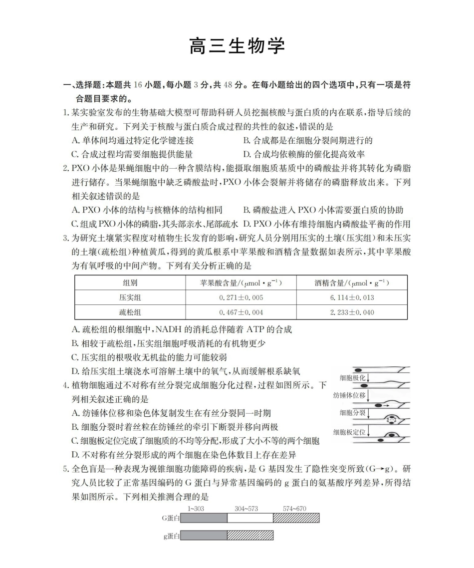 生物(下标YN)云南部分学校GolidenSuny联考2026届高三下学期5月14-15日百万大联考(下标YN)(5.14-5.15).pdf_第1页