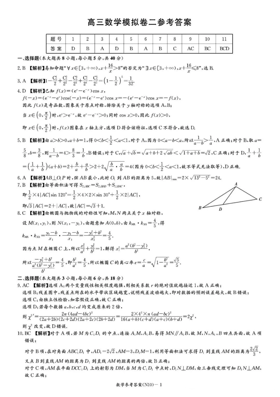 数学【中国第四高中】【长郡最后一考】湖南长沙市长郡中学2026届(年)高三年级5月模拟考试卷(二)暨月考卷(十)(5.28-5.30)(1).docx_第1页