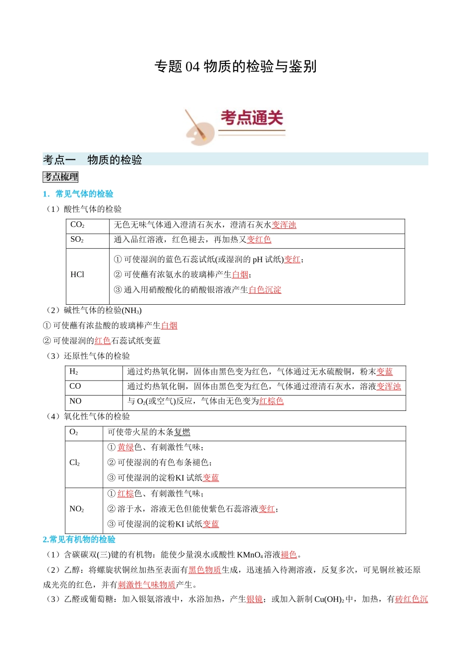 专题04 物质的检验与鉴别-(解析版).docx_第1页