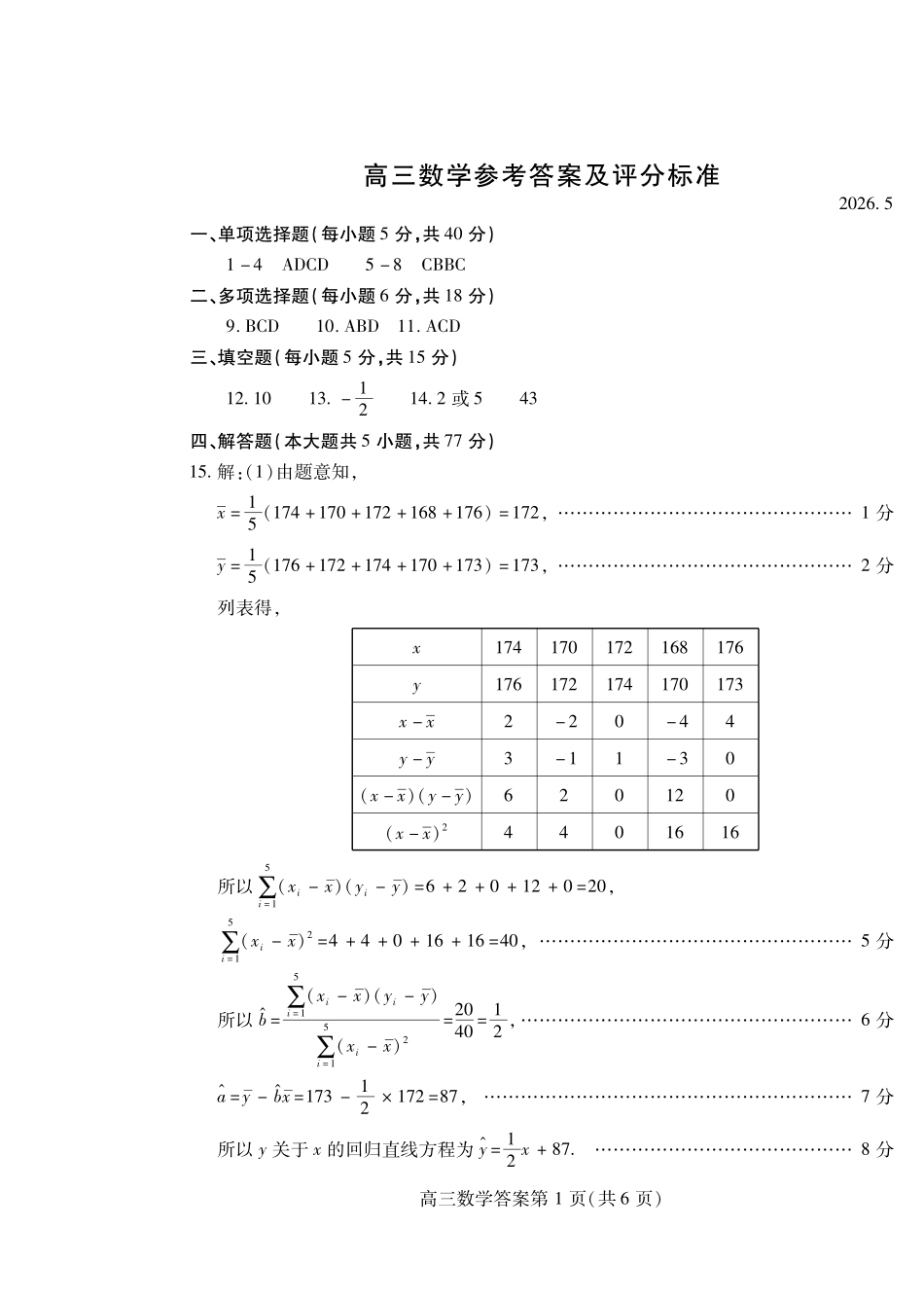 数学山东潍坊市2026届高三年级高考模拟考试(潍坊高三三模A卷)(5.28-5.31)(1).pdf_第1页