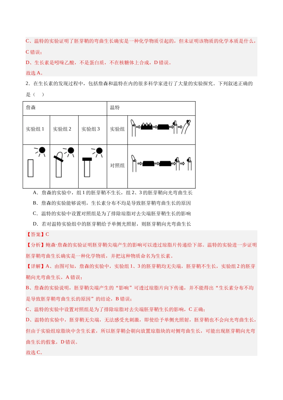 考点通关卷29 植物生命活动的调节(教师版).docx_第3页