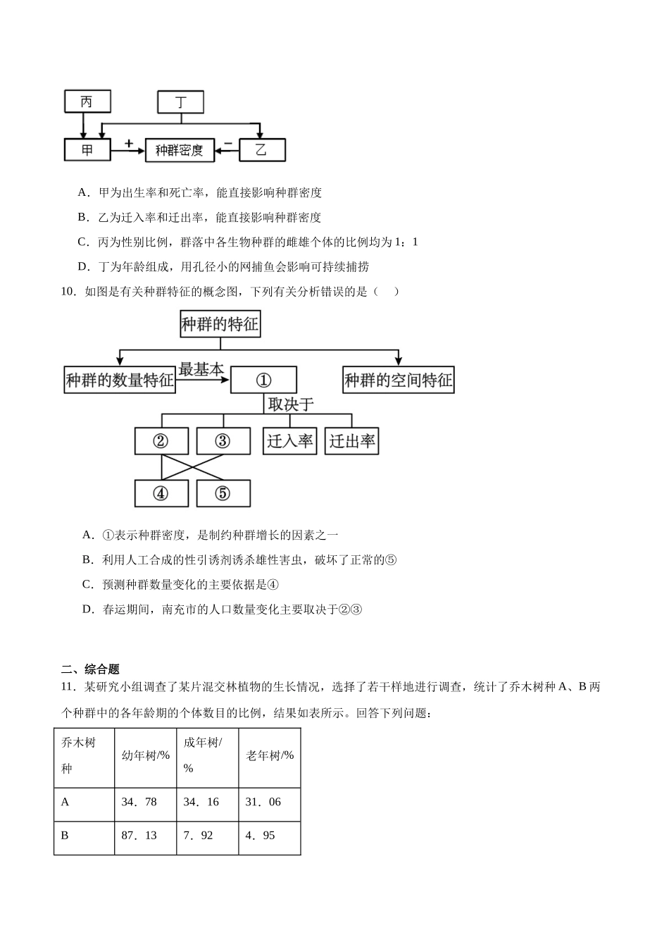 考点通关卷31 种群和群落(原卷版).docx_第3页
