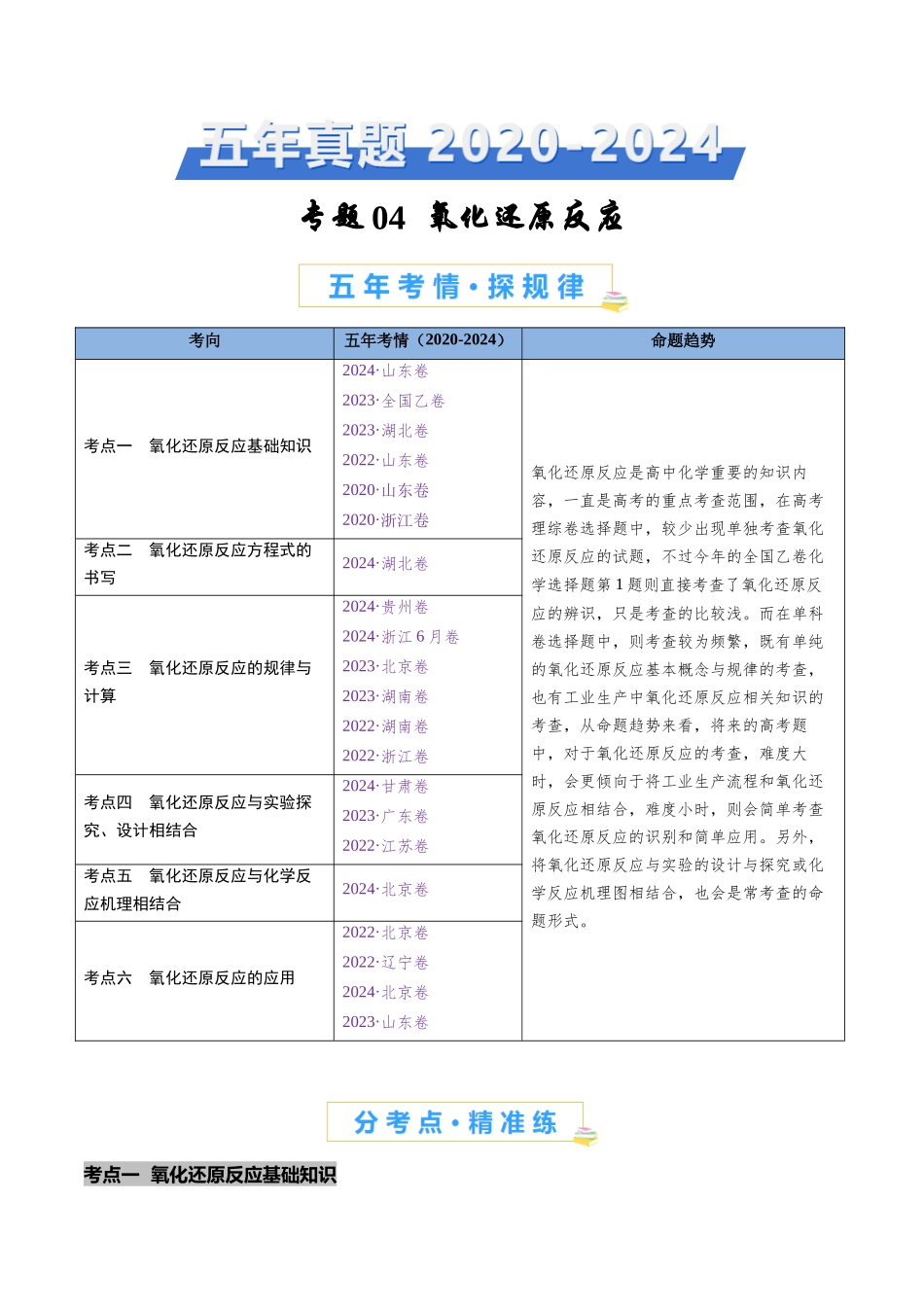 专题04 氧化还原反应(全国通用)(解析版).docx_第1页