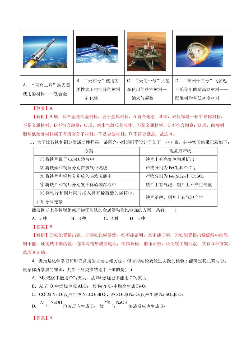 专题05 元素及其化合物的性质与应用(练习)(解析版).docx_第2页