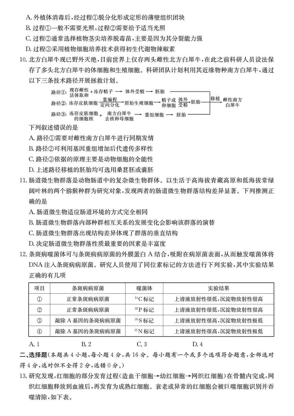 长郡中学2026届高三适应性月考卷(十)生物.pdf_第3页