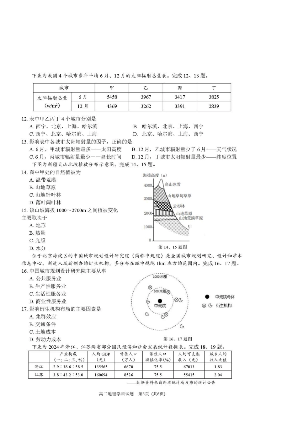 浙江温州市浙南名校联盟2024-2025学年高二下学期6月期末地理试题_副本.pdf_第3页