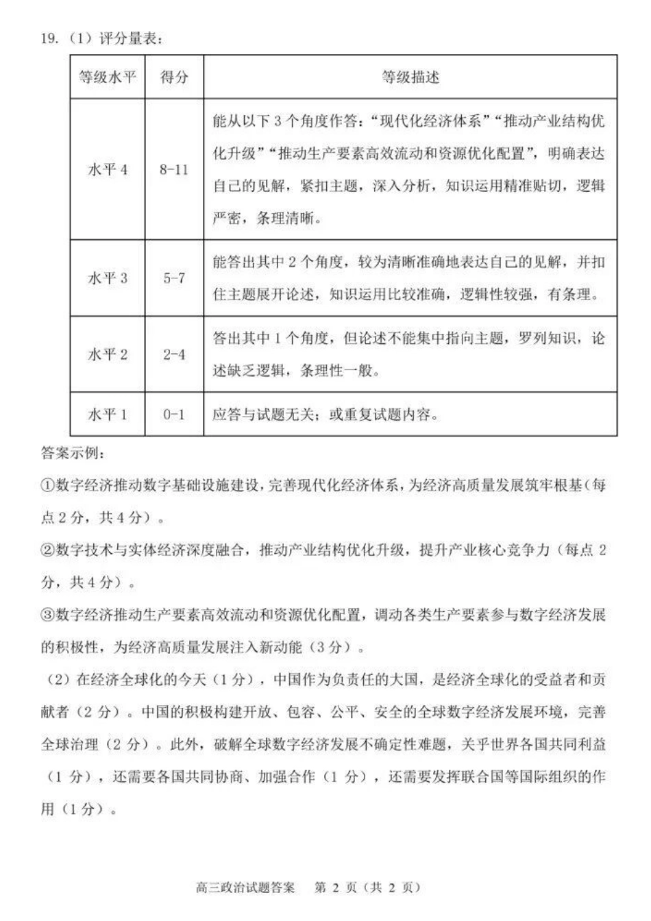 政治(5月22日发布)答案江苏徐州市2026届高三模拟预测暨考前打靶卷(5月20日-5.22日).docx_第2页
