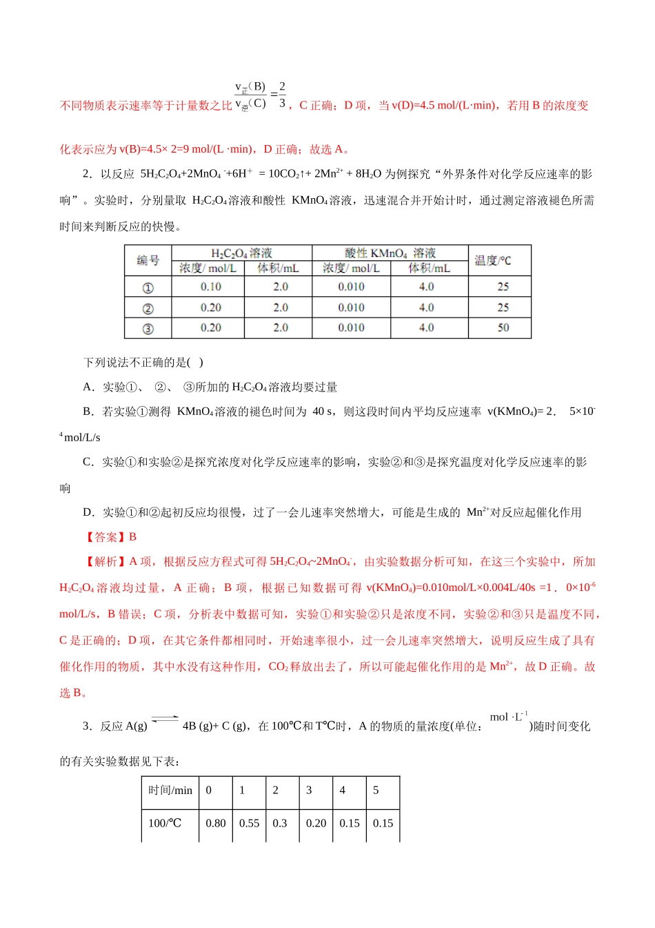 专题07 化学反应速率与化学平衡(练习)(教师版).docx_第2页