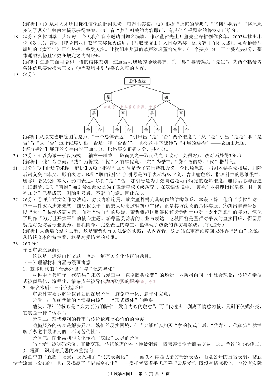 重庆巴蜀中学高2026届5月适应性月考(十)语文答案.pdf_第3页