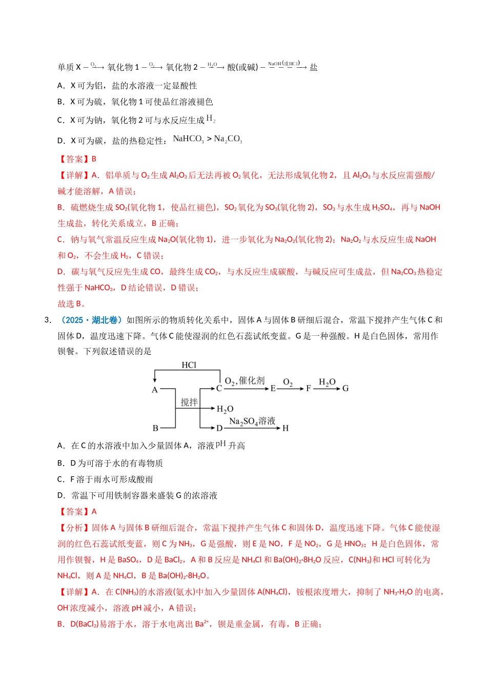 专题07 无机物的转化与应用(教师版).docx_第2页