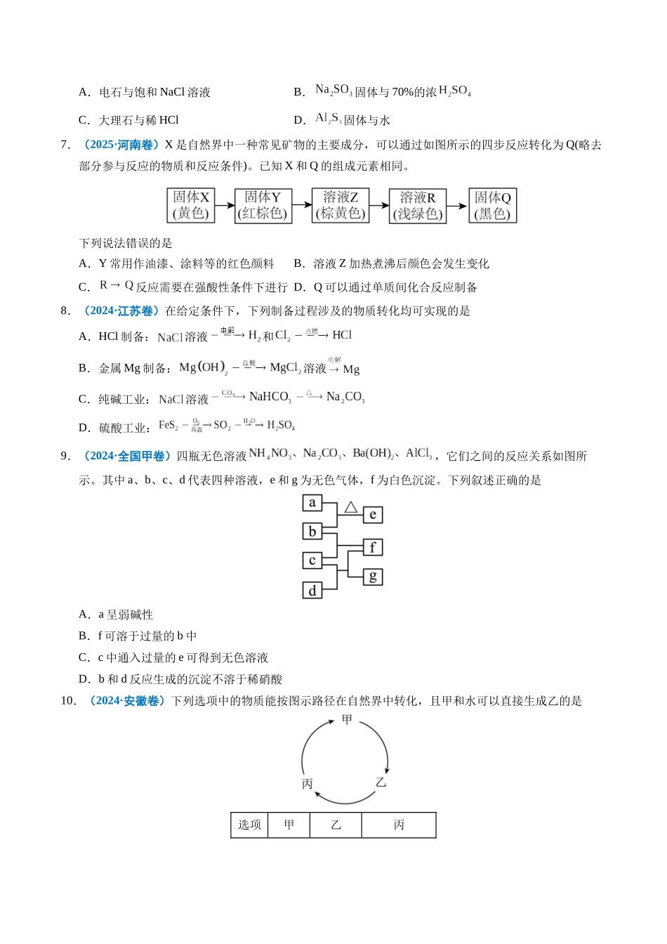 专题07 无机物的转化与应用(学生版).docx_第3页