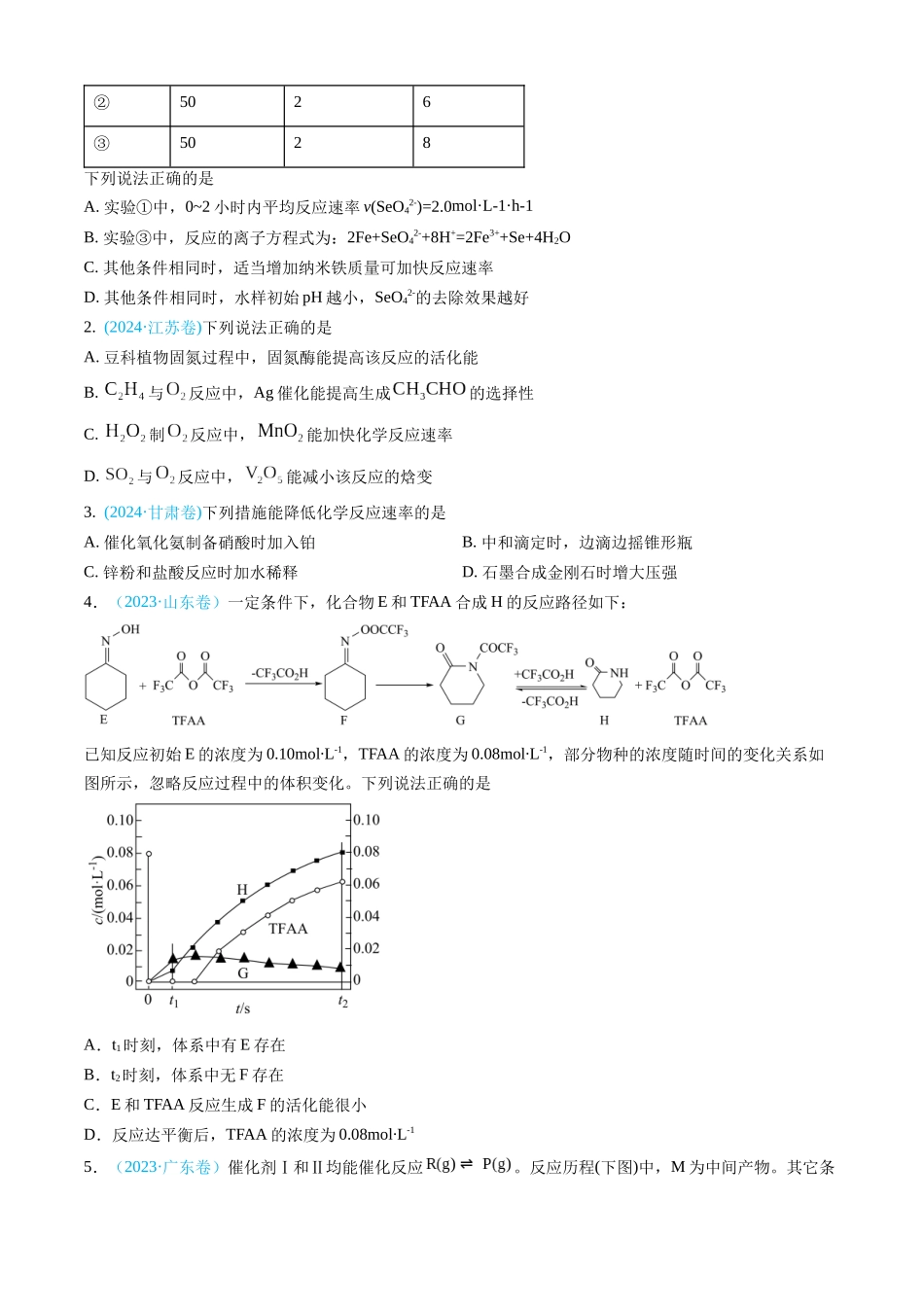 专题08 化学反应速率与化学平衡(全国通用)(原卷版).docx_第2页