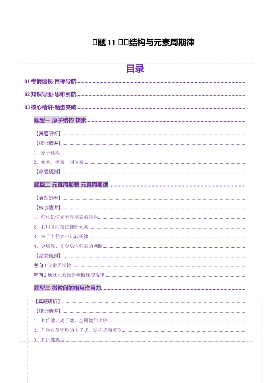 专题11 物质结构与元素周期律(讲义)(学生版).docx_第1页