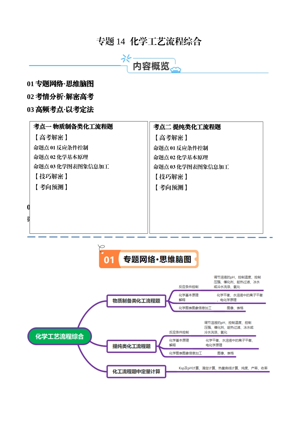 专题14 化学工艺流程综合(讲义)(原卷版) .docx_第1页