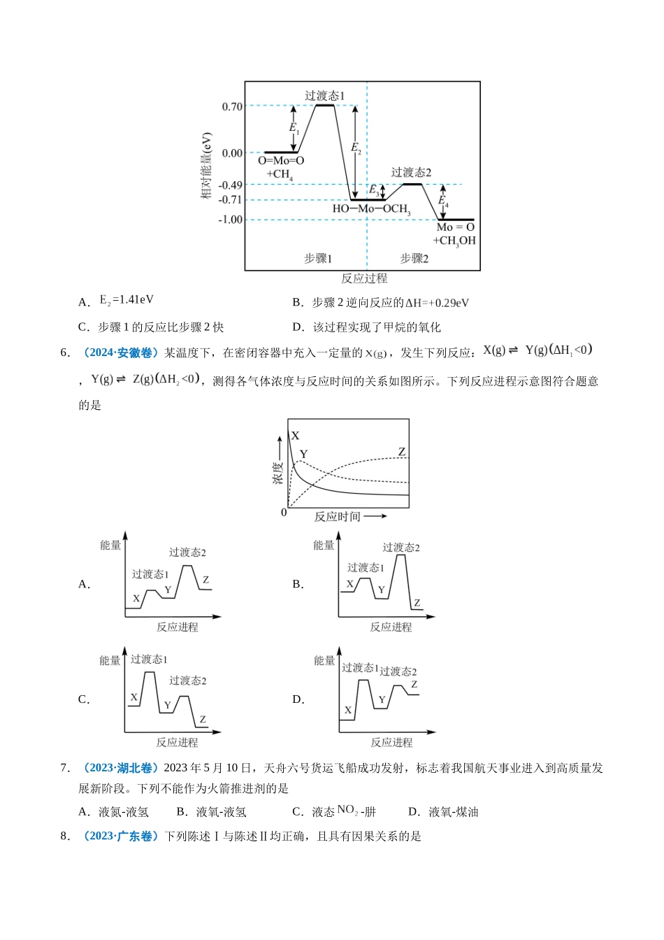 专题15 化学反应中的能量变化及反应机理(学生版).docx_第3页