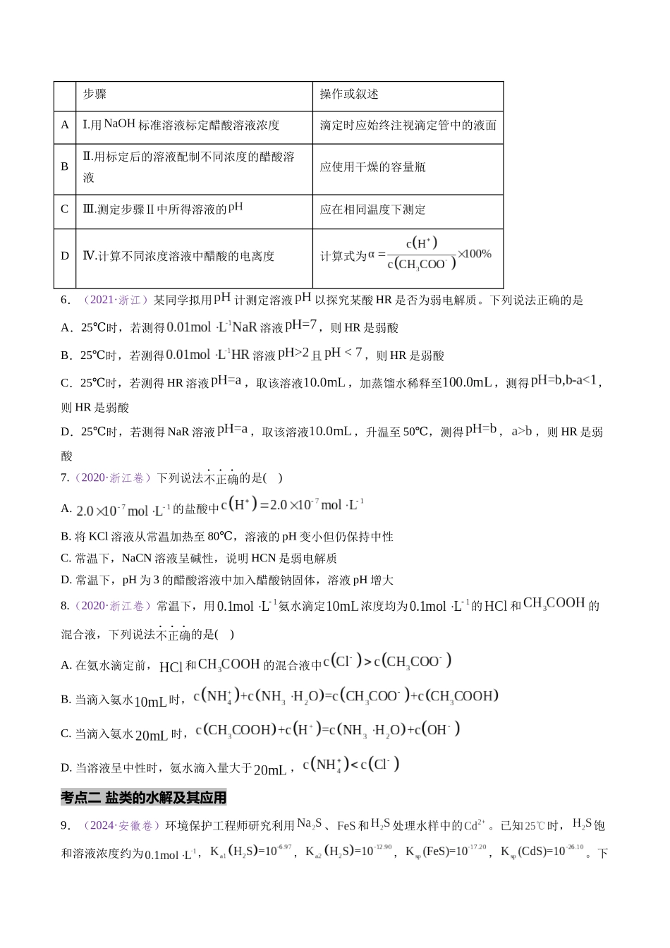 专题15 水溶液中的离子平衡及其应用（全国通用）（原卷版）.docx_第3页