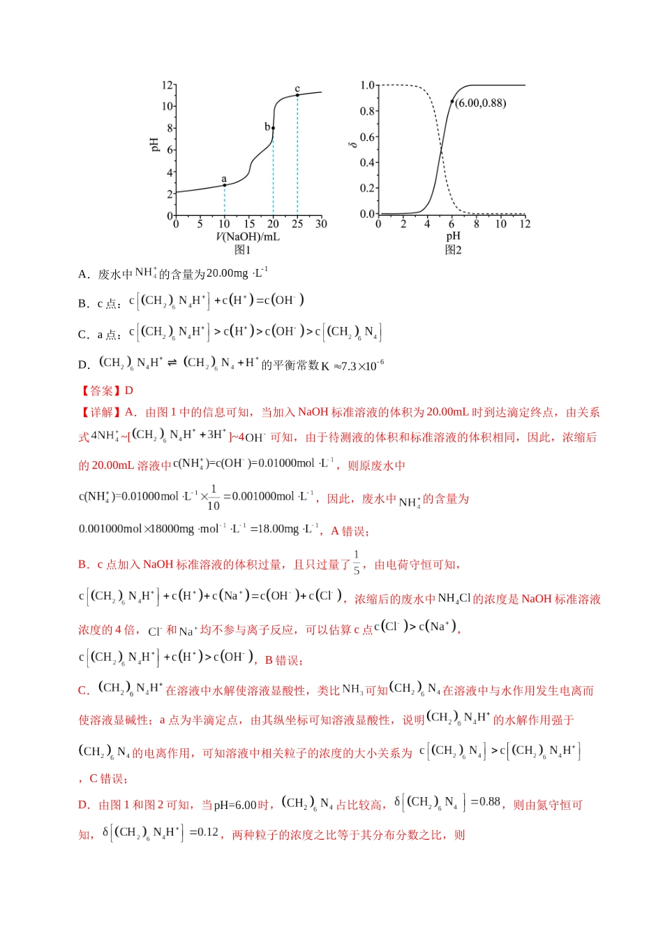 专题20 电解质溶液曲线分析（教师版）.docx_第2页