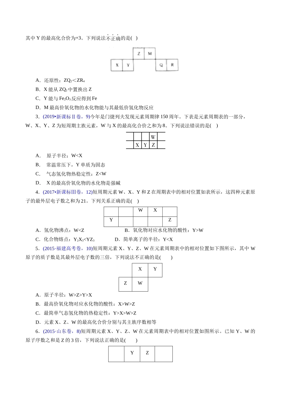 专题28 “位—构—性”综合——文字+周期表推断与分析(原卷版).docx_第2页