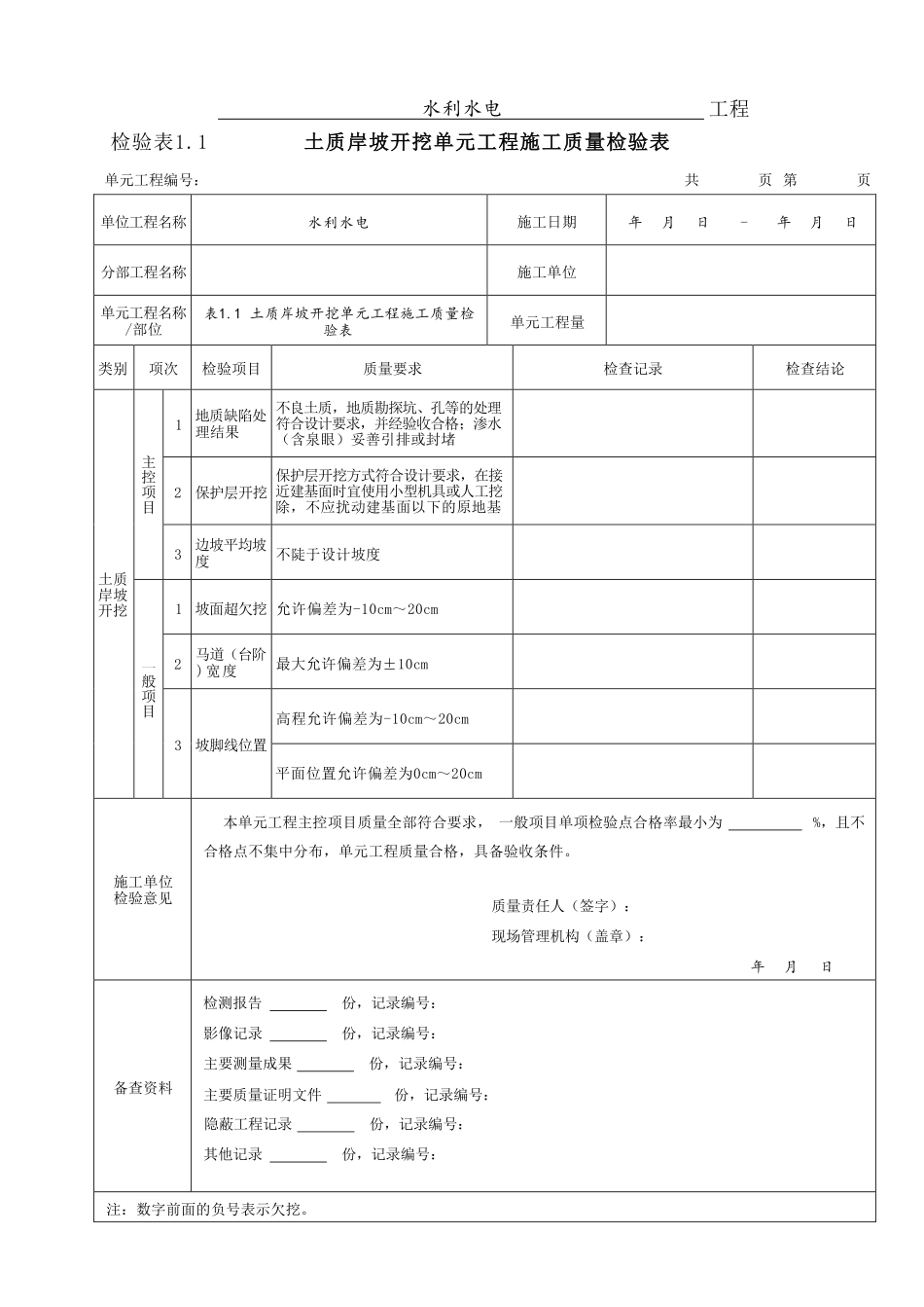 新版《水利水电工程单元工程施工质量检验表与验收表》(评定表格).pdf_第3页