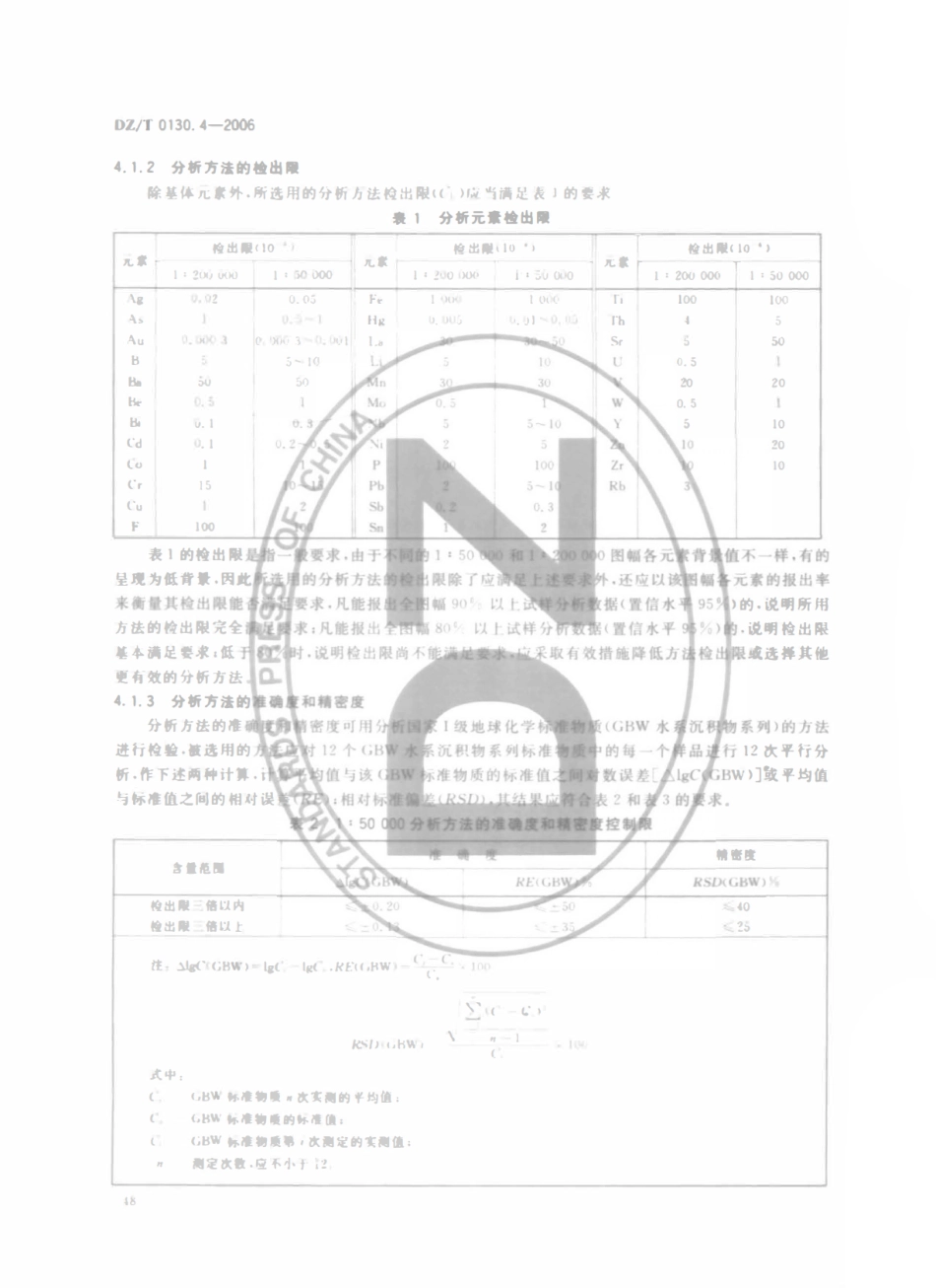 DZT 0130.4-2006 地质矿产实验室测试质量管理规范 第四部分 区域地球化学调查(1∶50000和1∶200000)样品化学成分分析.pdf_第2页