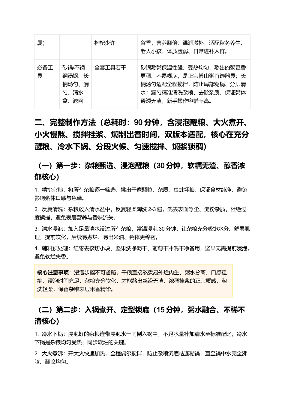 博山粥:绵密浓稠、五谷醇香、入口丝滑、养胃回甘,正宗博山粥非遗古法零失败精细制作指南.docx_第2页