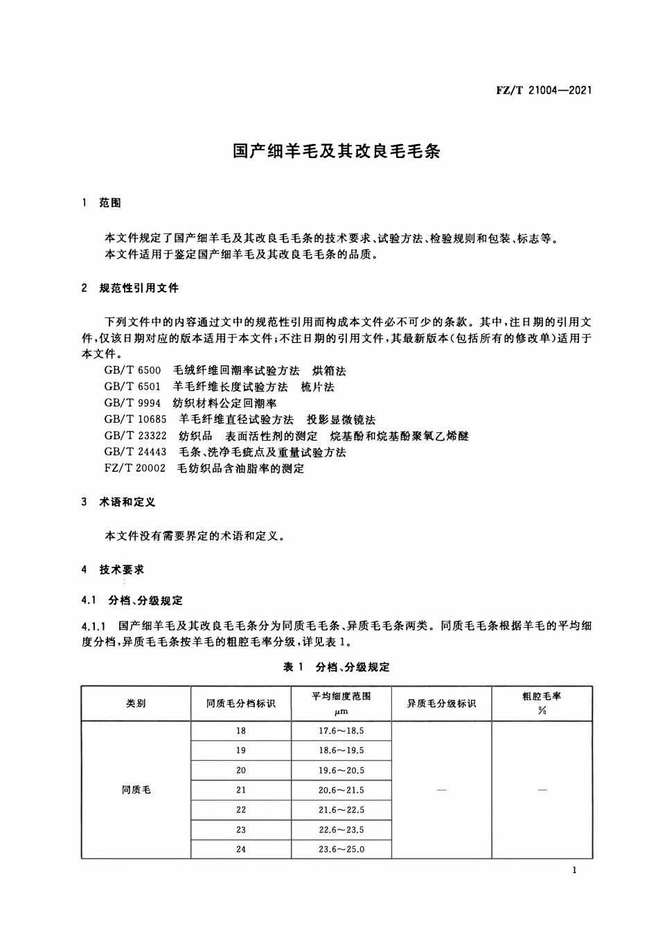 FZT 21004-2021 国产细羊毛及其改良毛毛条.pdf_第3页