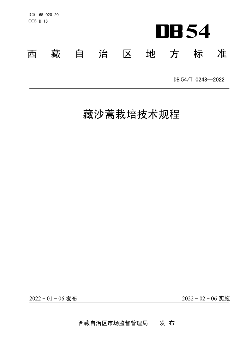 DB54T 0248-2022 藏沙蒿栽培技术规程.pdf_第1页