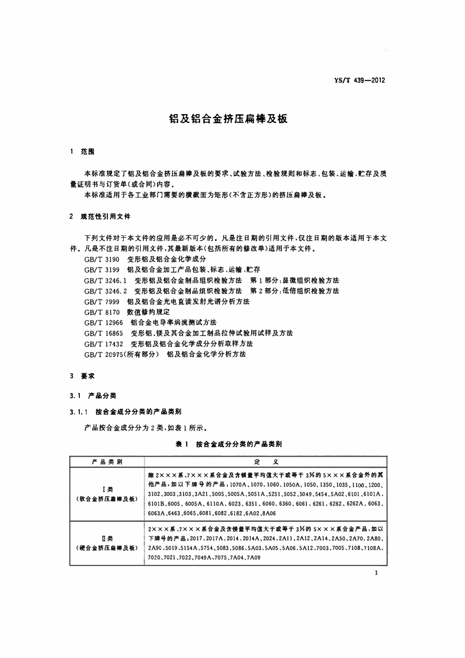 YST 439-2012 铝及铝合金挤压扁棒及板.pdf_第3页