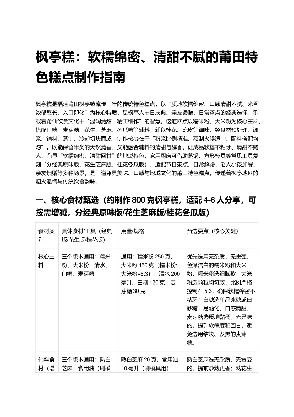枫亭糕：软糯绵密、清甜不腻的莆田特色糕点制作指南.docx_第1页