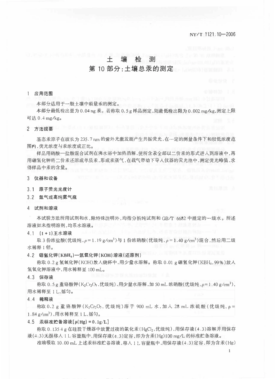 NYT 1121.10-2006 土壤检测 第10部分：土壤总汞的测定.pdf_第3页