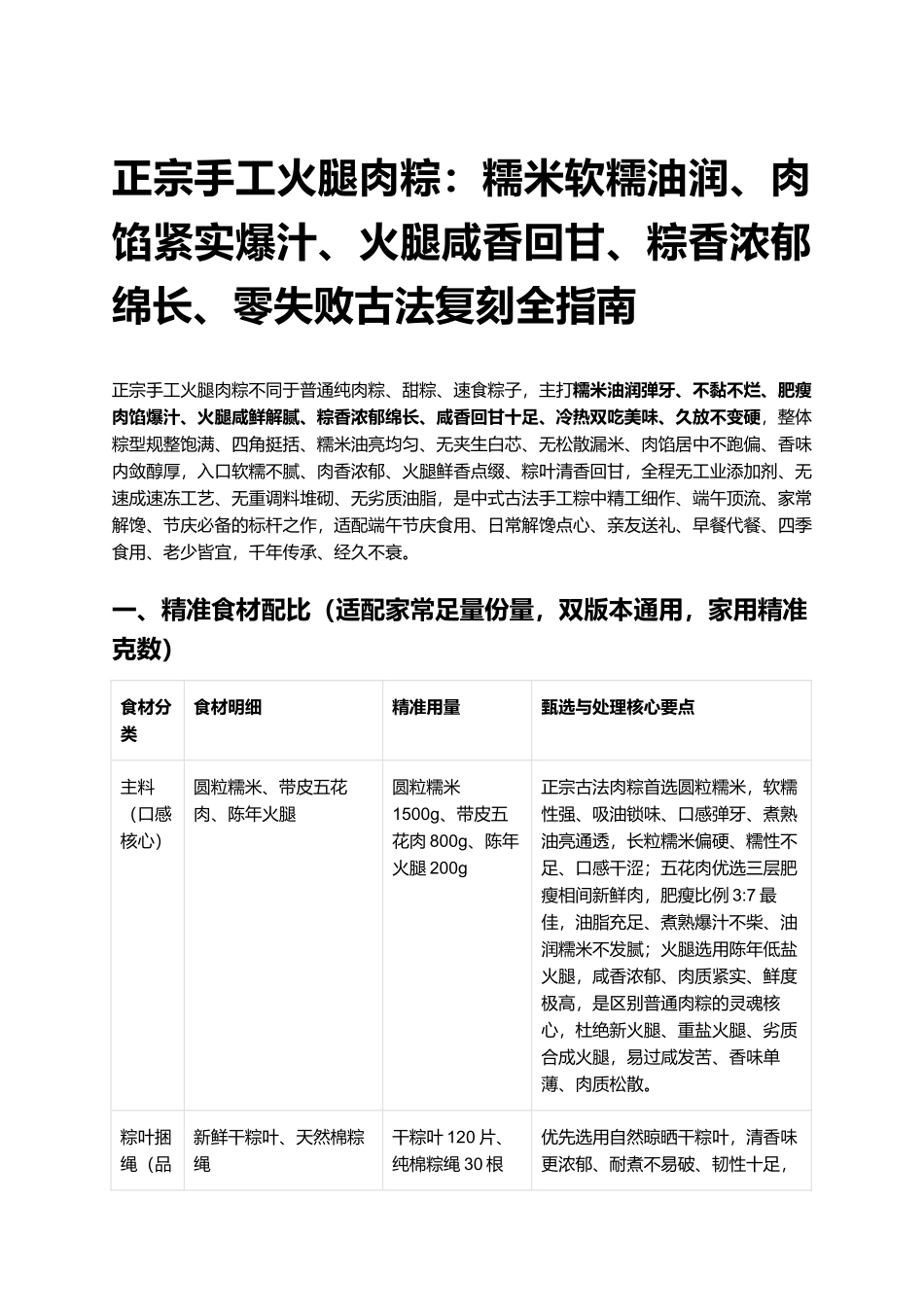 正宗手工火腿肉粽：零失败古法复刻全指南.docx_第1页