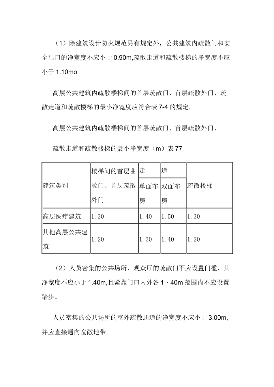 公共建筑疏散门、安全出口、疏散走道、疏散楼梯的宽度.docx_第1页