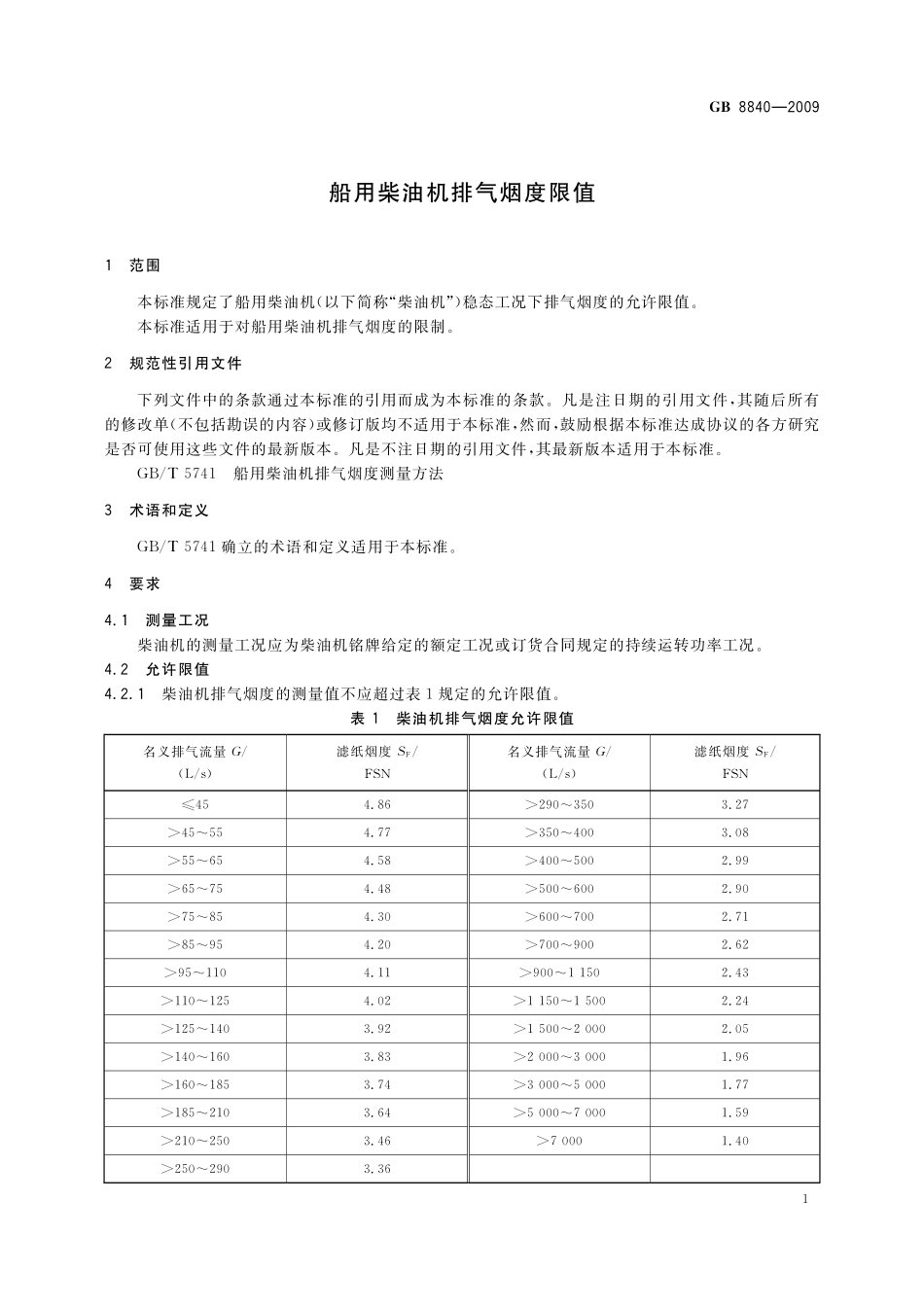 GB8840-2009 船用柴油机排气烟度限值.pdf_第3页