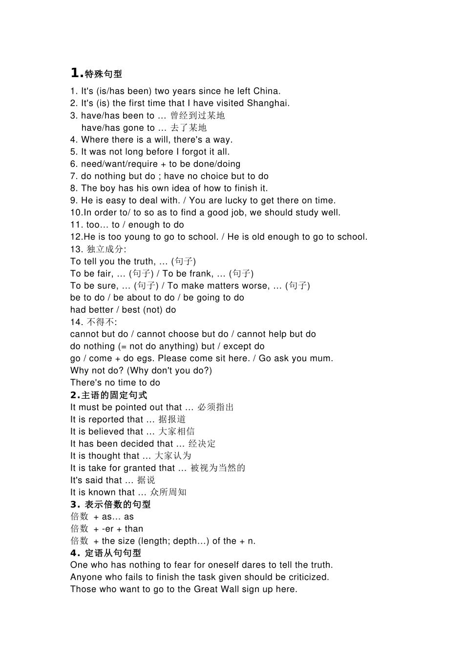 高中英语写作精选及特殊句型.docx_第1页
