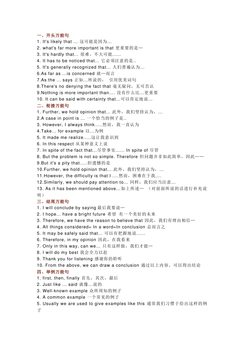 高中英语作文万能句总结.docx_第1页